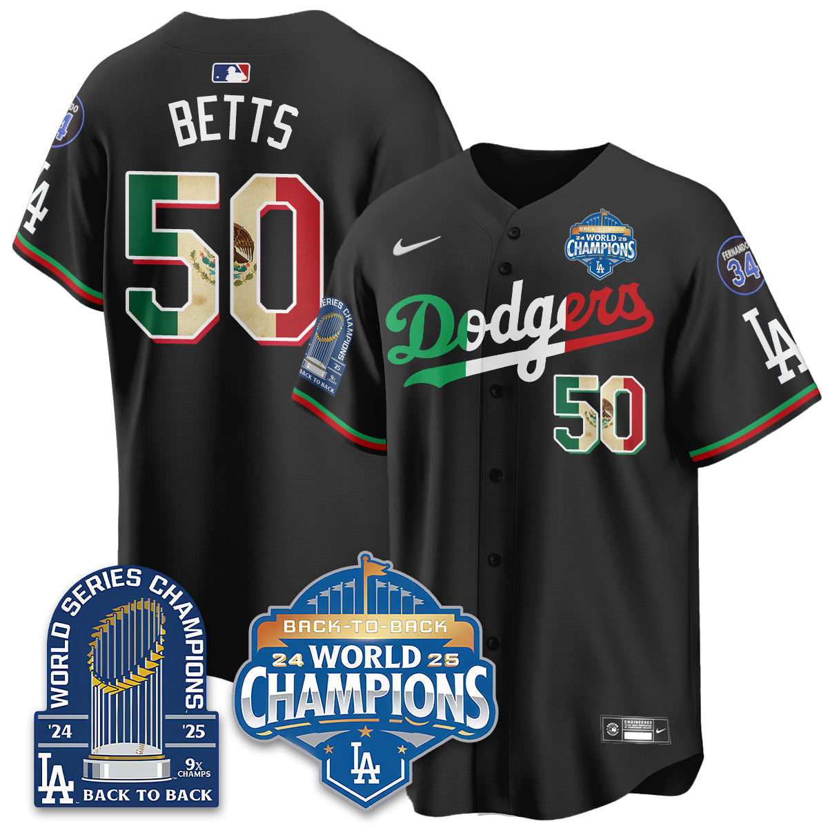 LAD Mexico World Series Champions Jersey - 9x Champs - All Stitched-DTD