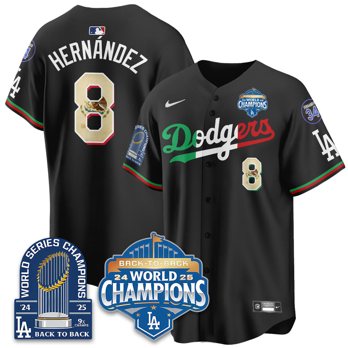 LAD Mexico World Series Champions Jersey - 9x Champs - All Stitched-DTD