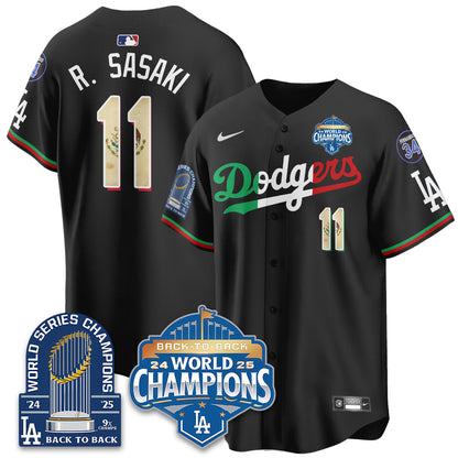 LAD Mexico World Series Champions Jersey - 9x Champs - All Stitched-DTD