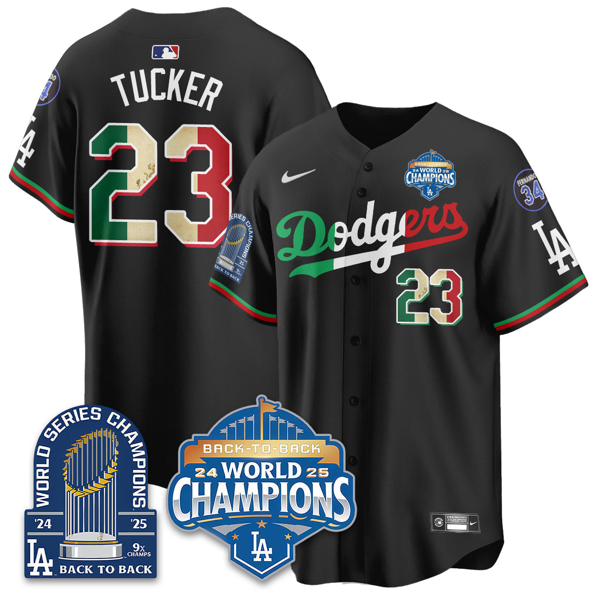 LAD Mexico World Series Champions Jersey - 9x Champs - All Stitched-DTD