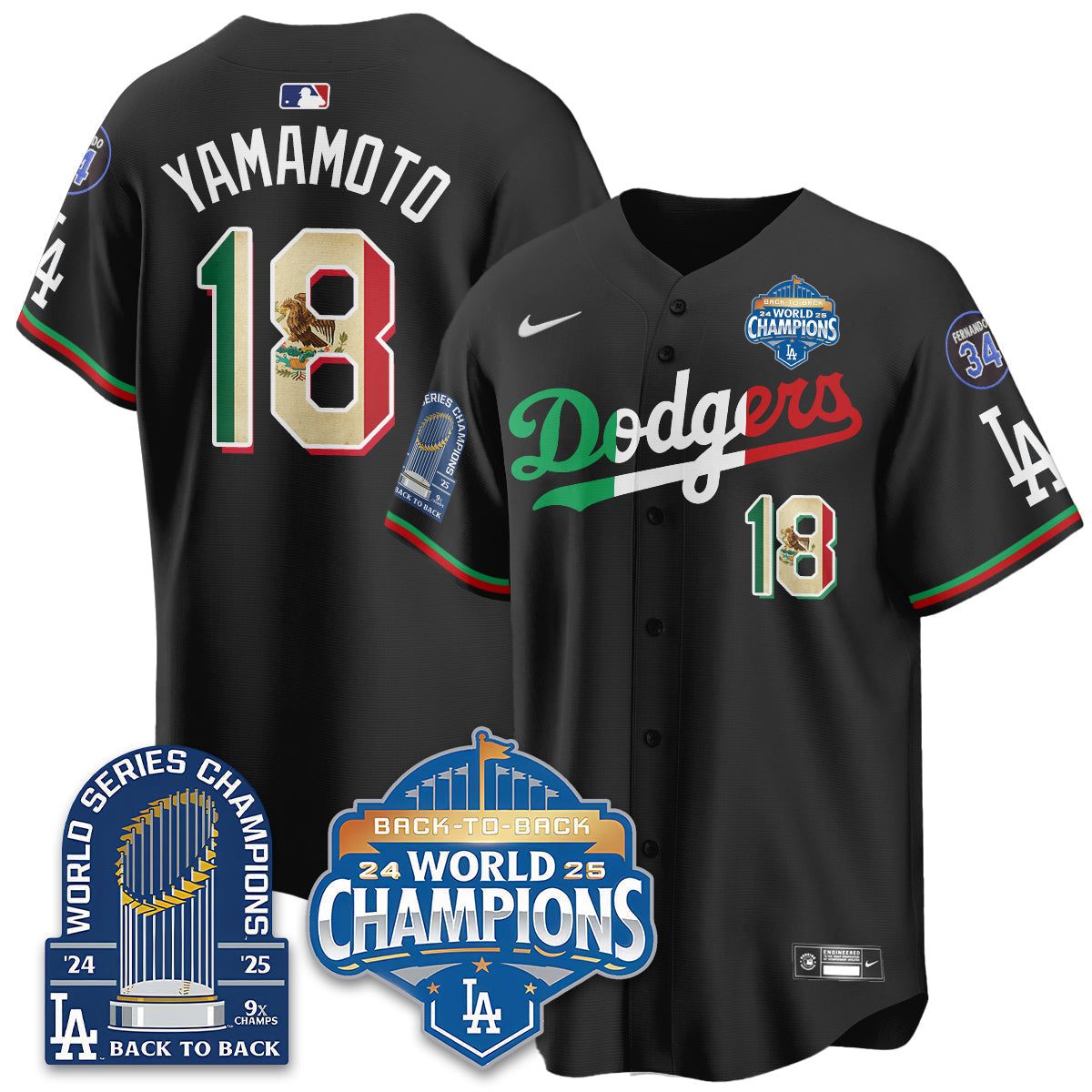 LAD Mexico World Series Champions Jersey - 9x Champs - All Stitched-DTD