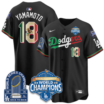 LAD Mexico World Series Champions Jersey - 9x Champs - All Stitched-DTD