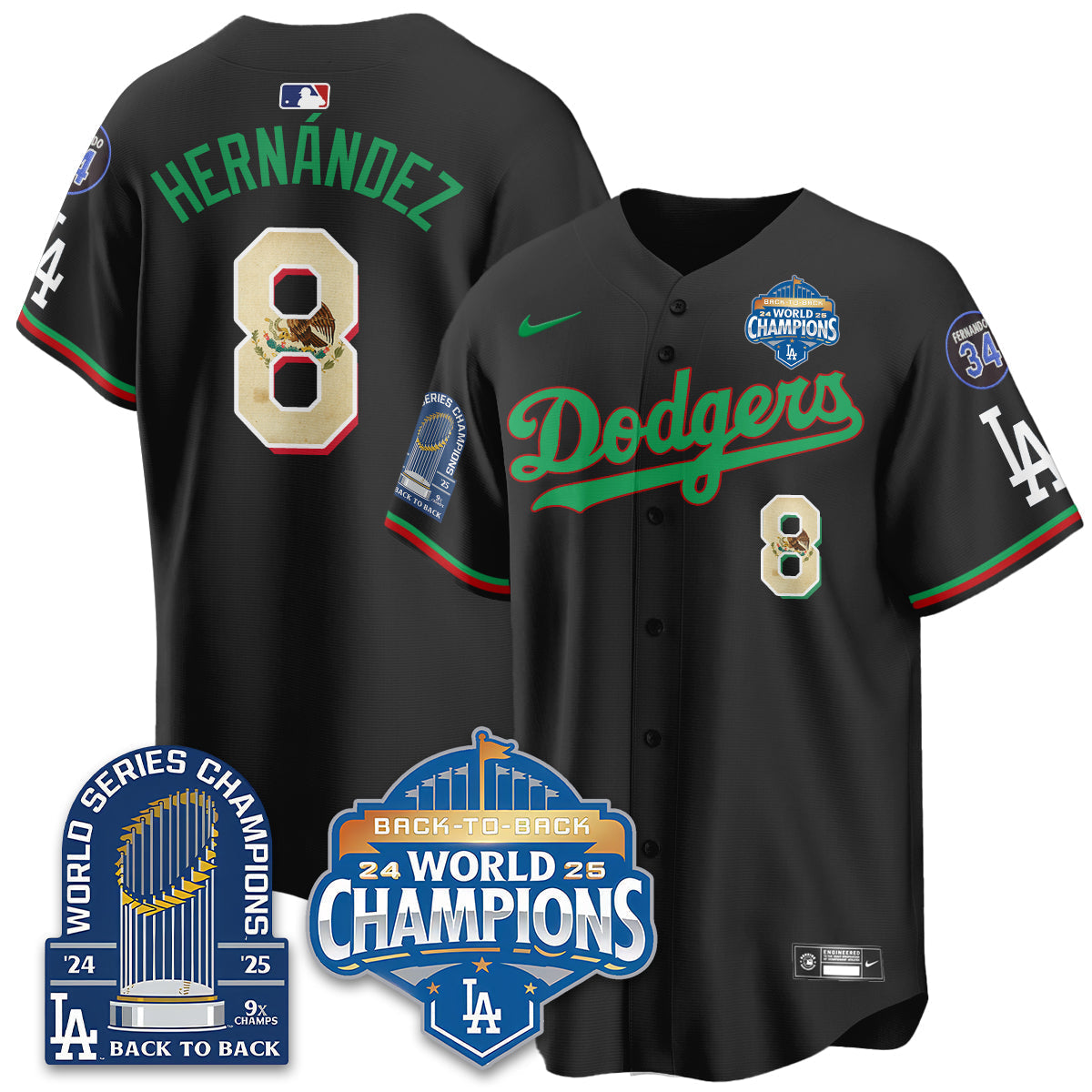 LAD Mexico World Series Champions Jersey - 9x Champs - All Stitched-DTD