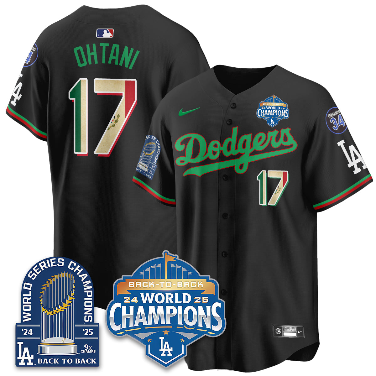 LAD Mexico World Series Champions Jersey - 9x Champs - All Stitched-DTD