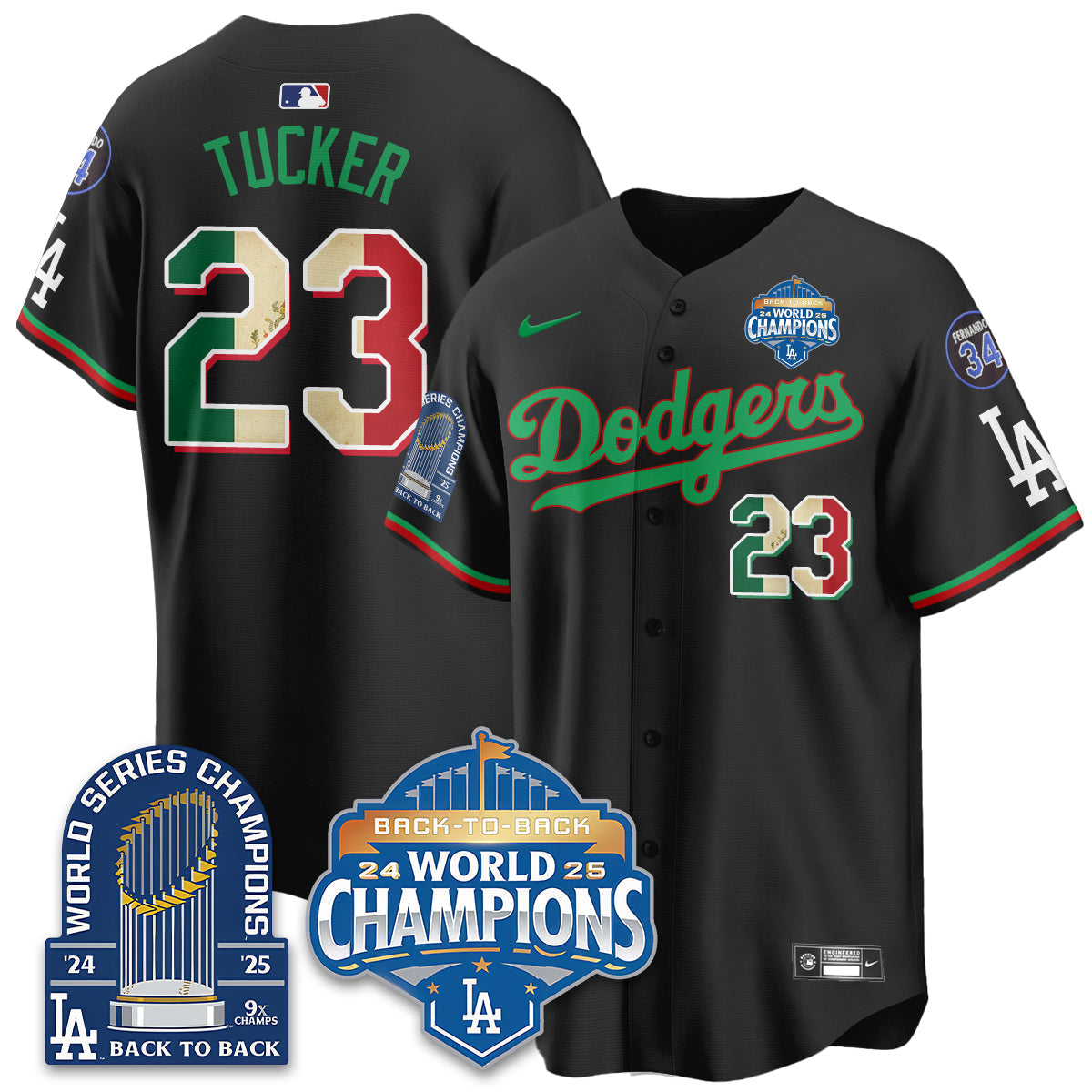 LAD Mexico World Series Champions Jersey - 9x Champs - All Stitched-DTD