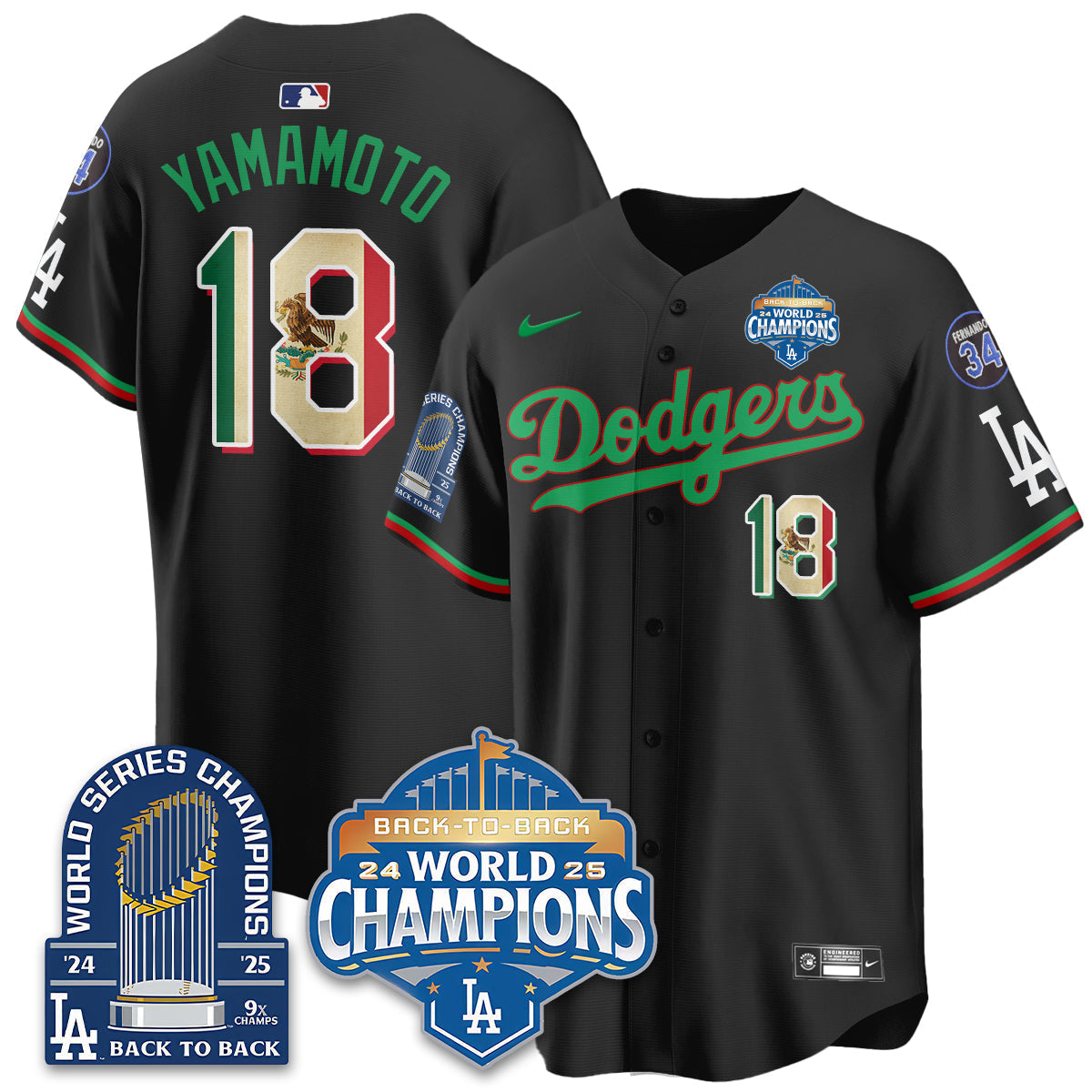 LAD Mexico World Series Champions Jersey - 9x Champs - All Stitched-DTD