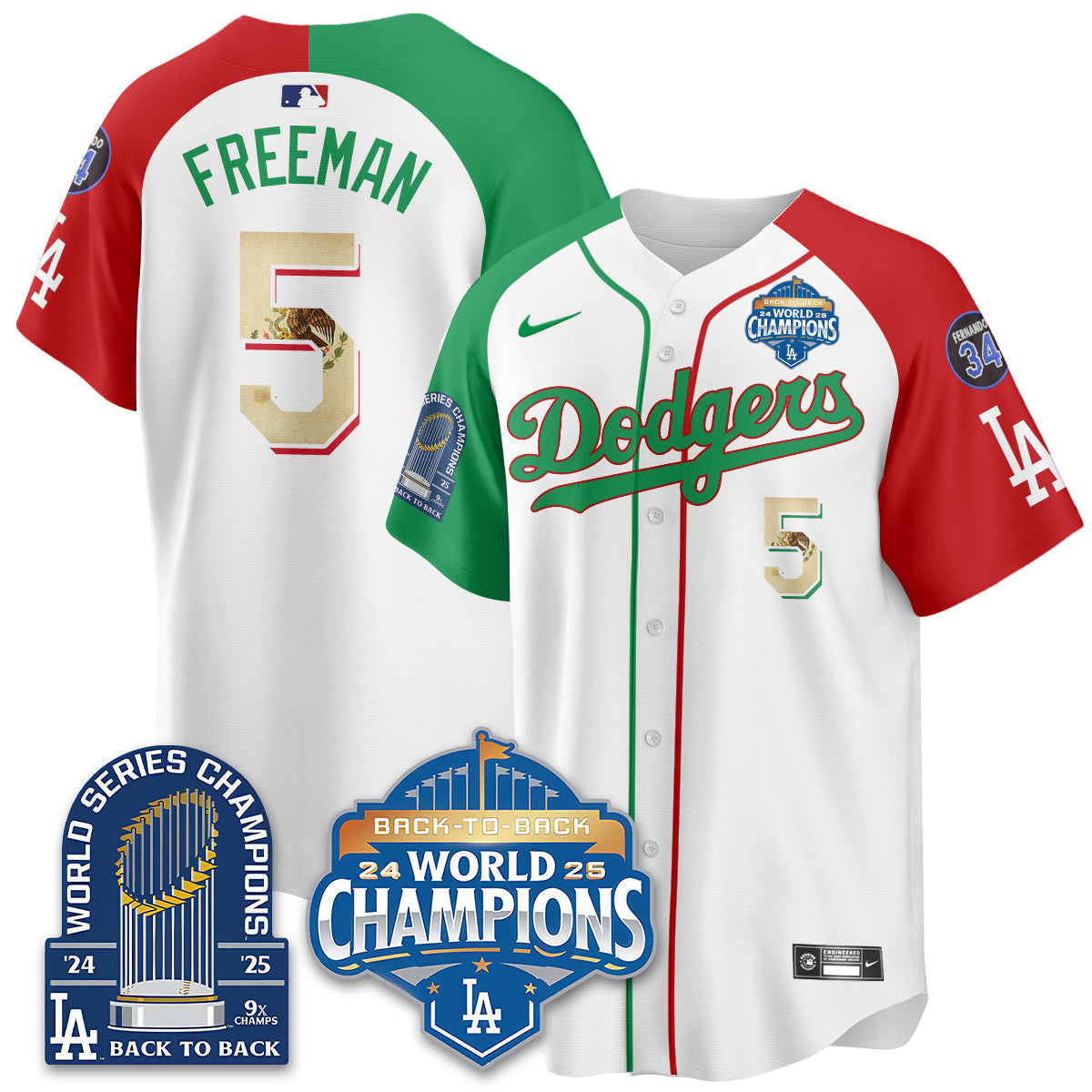 LAD Mexico World Series Champions Jersey - 9x Champs - All Stitched-DTD