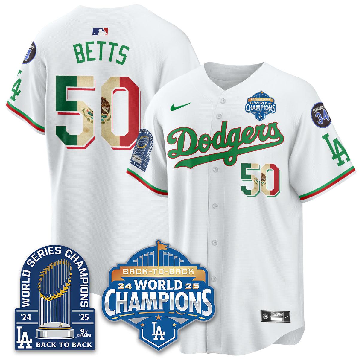 LAD Mexico World Series Champions Jersey - 9x Champs - All Stitched-DTD