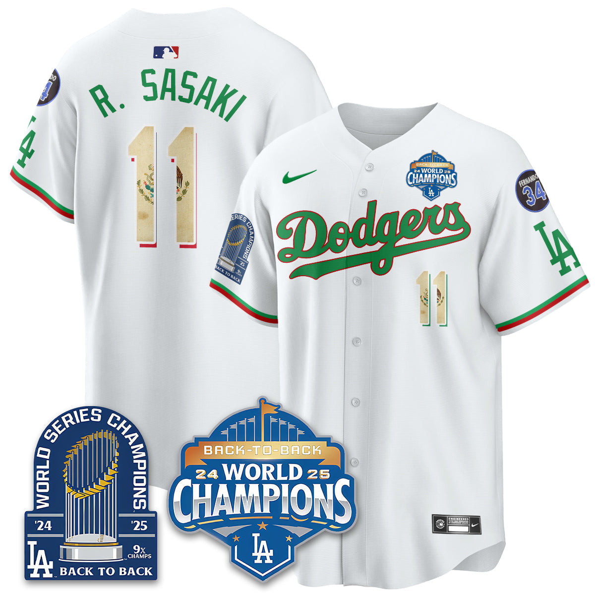 LAD Mexico World Series Champions Jersey - 9x Champs - All Stitched-DTD
