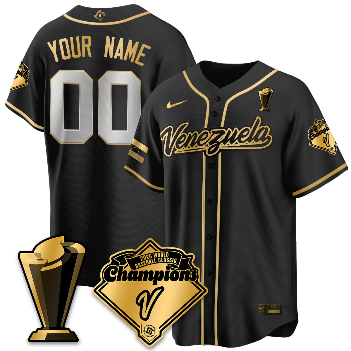 Venezuela Baseball 2026 World Baseball Classic Champions Limited Custom Jersey - All Stitched-DTD