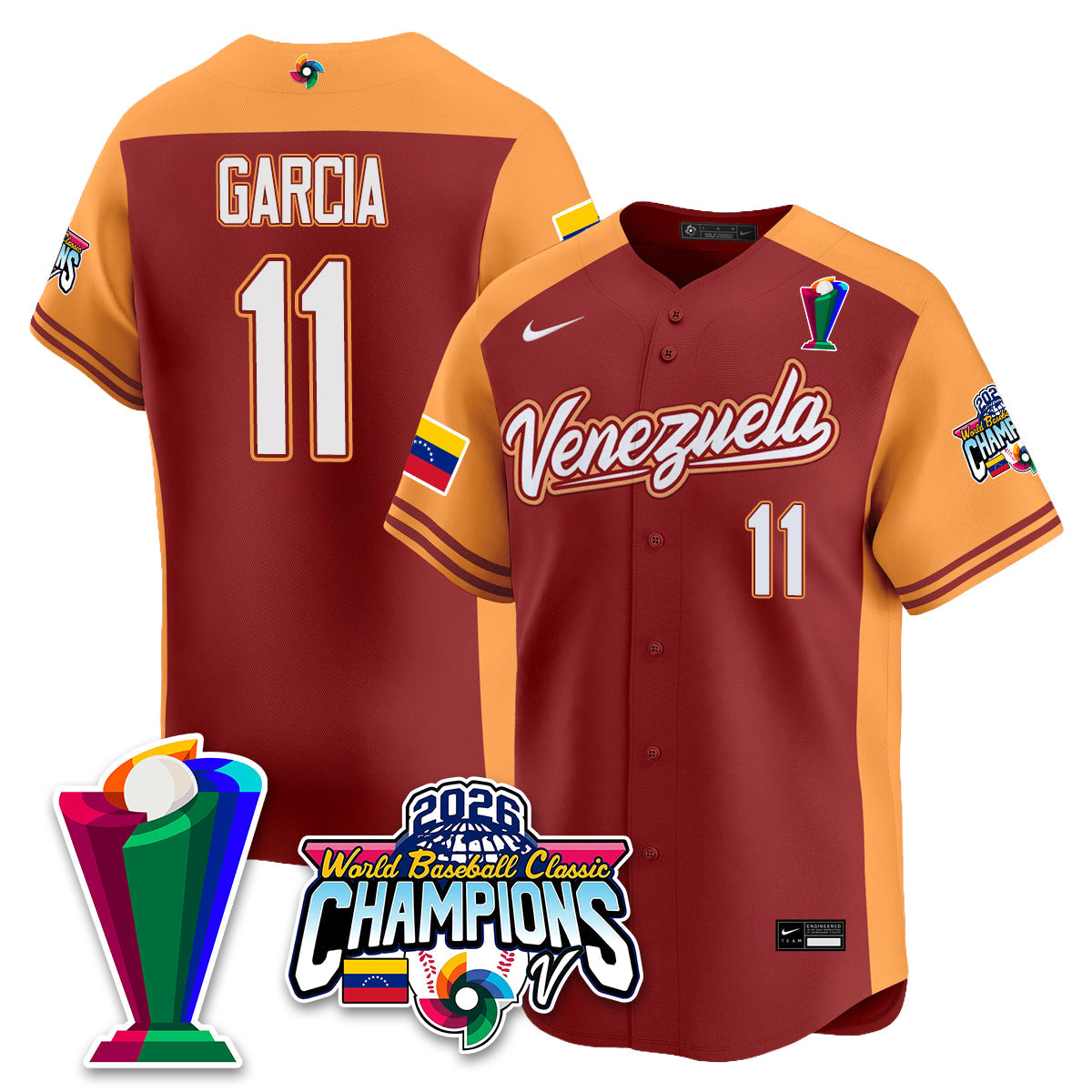 Venezuela Baseball 2026 World Baseball Classic Champions Limited Jersey V2 - All Stitched-DTD
