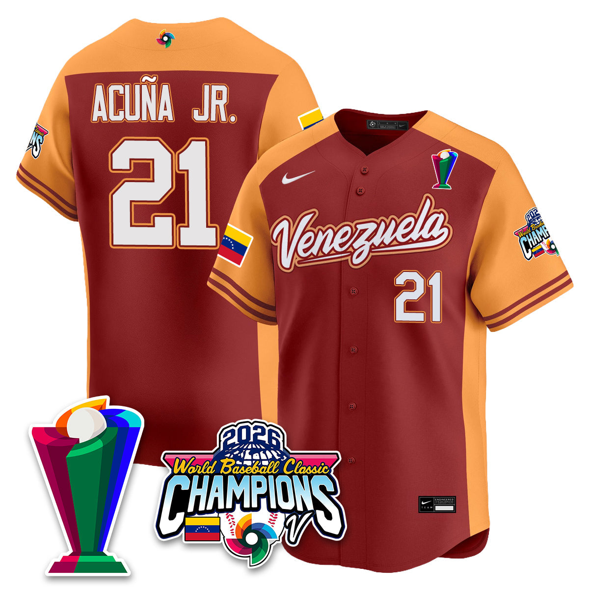 Venezuela Baseball 2026 World Baseball Classic Champions Limited Jersey V2 - All Stitched-DTD
