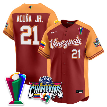 Venezuela Baseball 2026 World Baseball Classic Champions Limited Jersey V2 - All Stitched-DTD