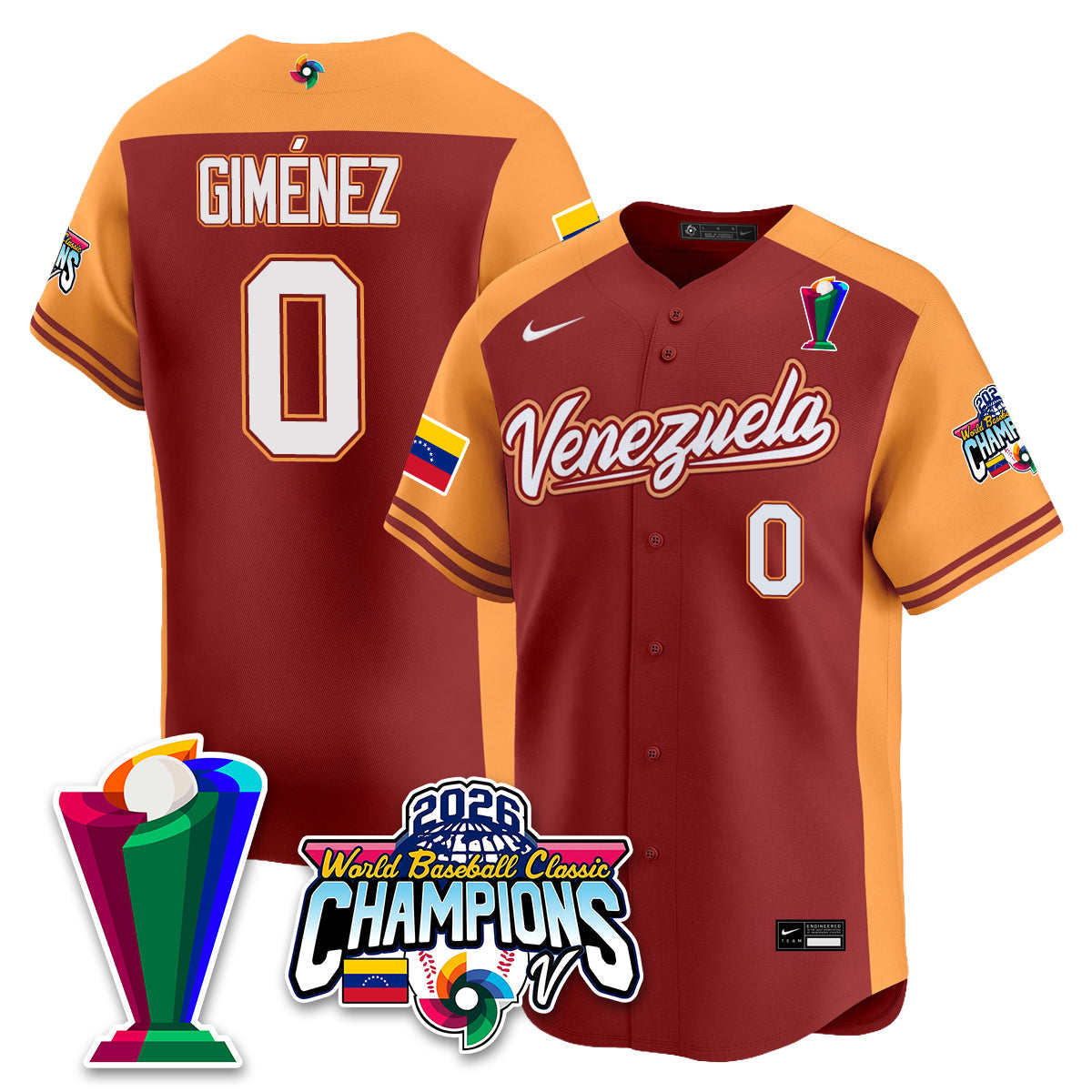 Venezuela Baseball 2026 World Baseball Classic Champions Limited Jersey V2 - All Stitched-DTD
