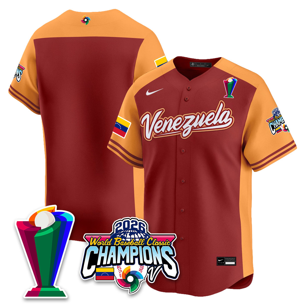 Venezuela Baseball 2026 World Baseball Classic Champions Limited Jersey V2 - All Stitched-DTD