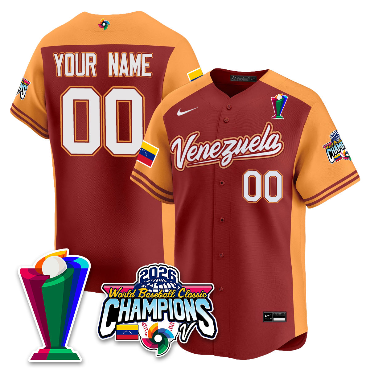 Venezuela Baseball 2026 World Baseball Classic Champions Limited Jersey V2 - All Stitched-DTD
