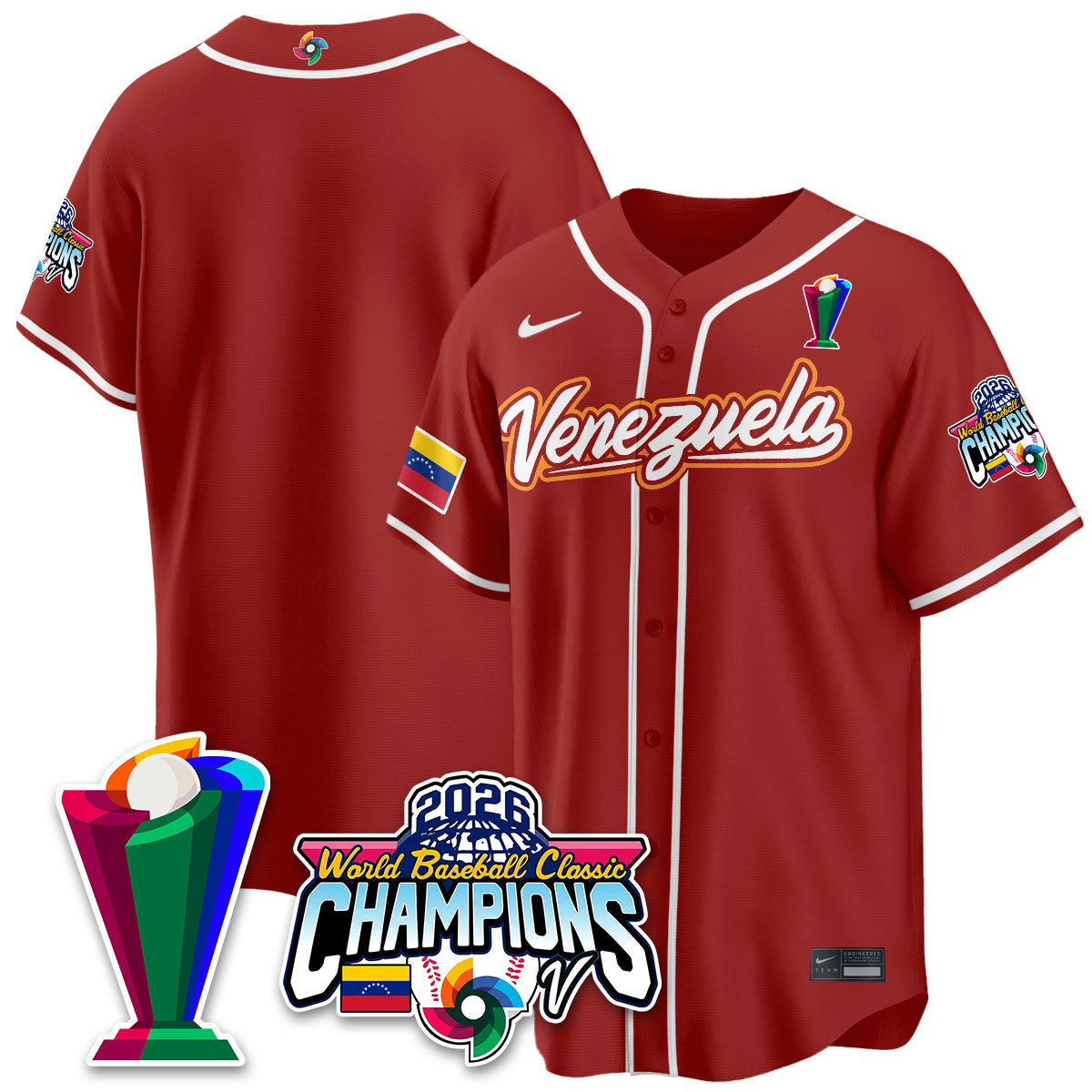 Venezuela Baseball 2026 World Baseball Classic Champions Limited Jersey V2 - All Stitched-DTD