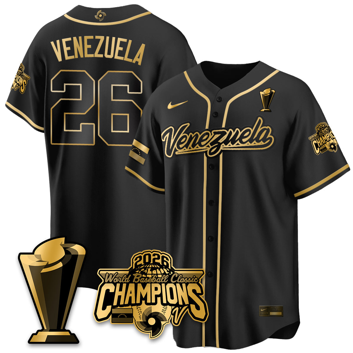 Venezuela Baseball 2026 World Baseball Classic Champions Limited Jersey V2 - All Stitched-DTD