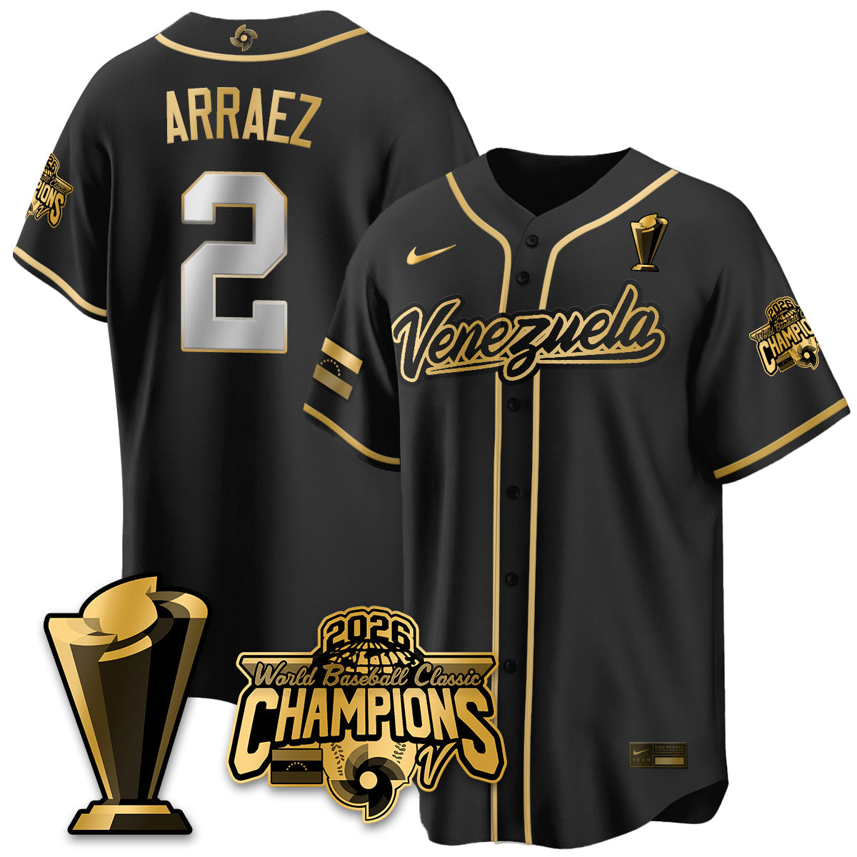 Venezuela Baseball 2026 World Baseball Classic Champions Limited Jersey V2 - All Stitched-DTD
