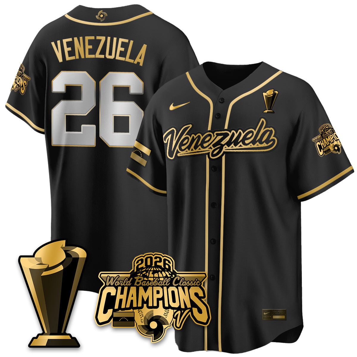 Venezuela Baseball 2026 World Baseball Classic Champions Limited Jersey V2 - All Stitched-DTD