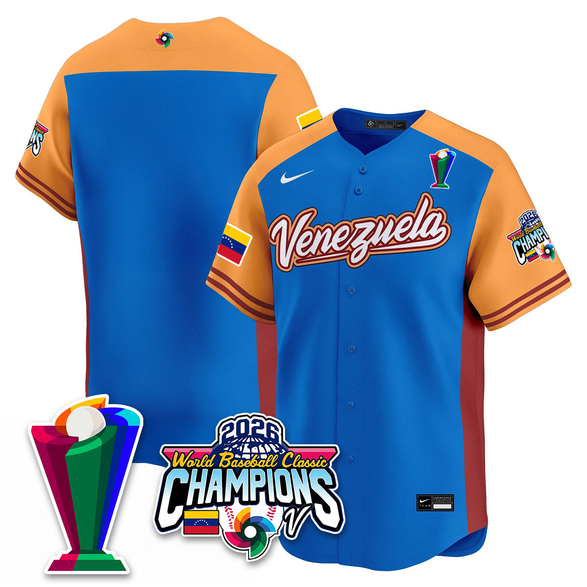 Venezuela Baseball 2026 World Baseball Classic Champions Limited Jersey V2 - All Stitched-DTD