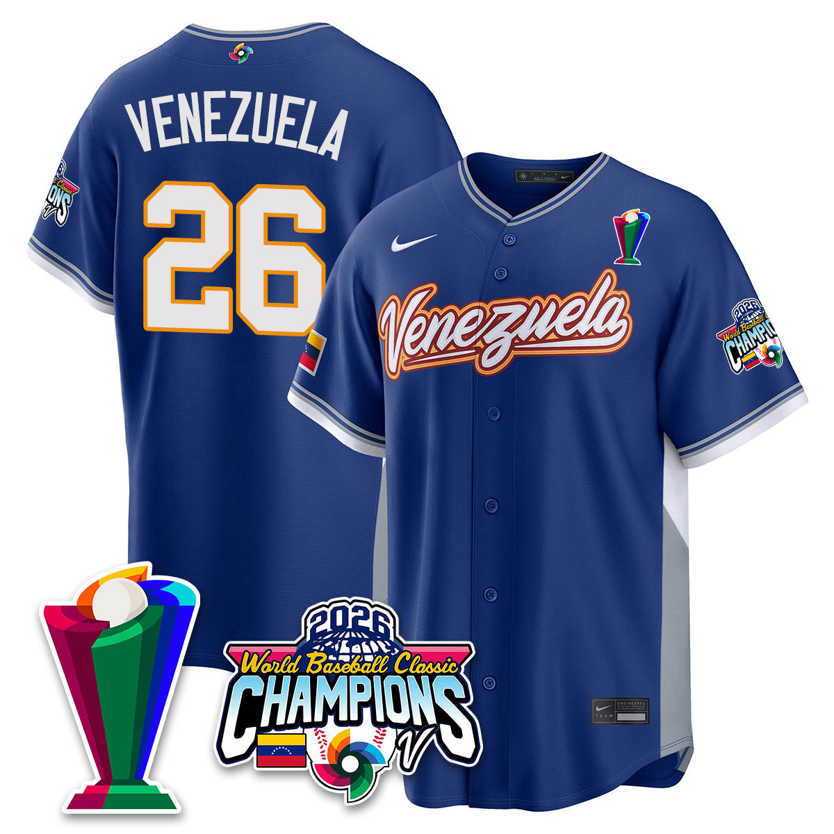 Venezuela Baseball 2026 World Baseball Classic Champions Limited Jersey V2 - All Stitched-DTD