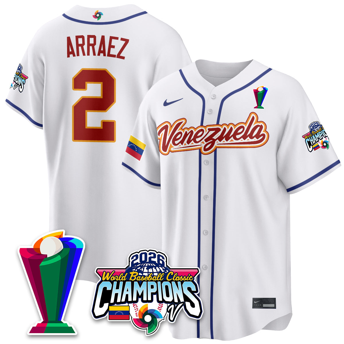 Venezuela Baseball 2026 World Baseball Classic Champions Limited Jersey V2 - All Stitched-DTD