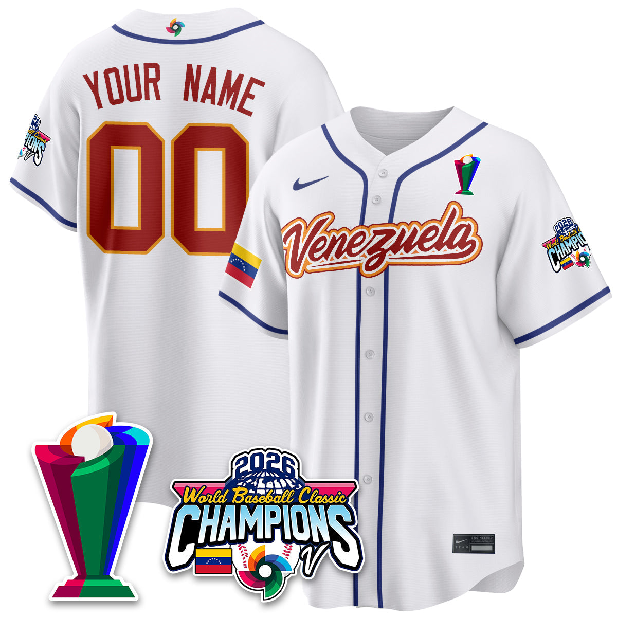 Venezuela Baseball 2026 World Baseball Classic Champions Limited Jersey V2 - All Stitched-DTD