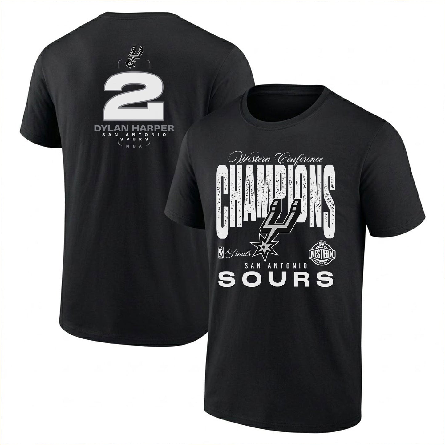 SAS 2026 NBA Western Conference Champions Printed T-Shirt-DTD