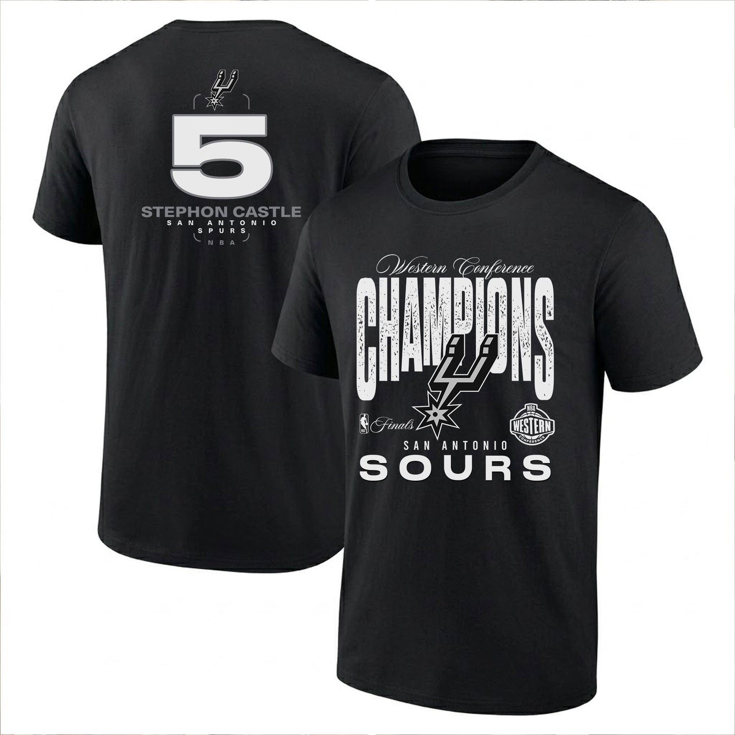 SAS 2026 NBA Western Conference Champions Printed T-Shirt-DTD