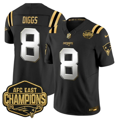 NE 2025 AFC East Champions Gold Vapor Limited Jersey - All Stitched-DTD