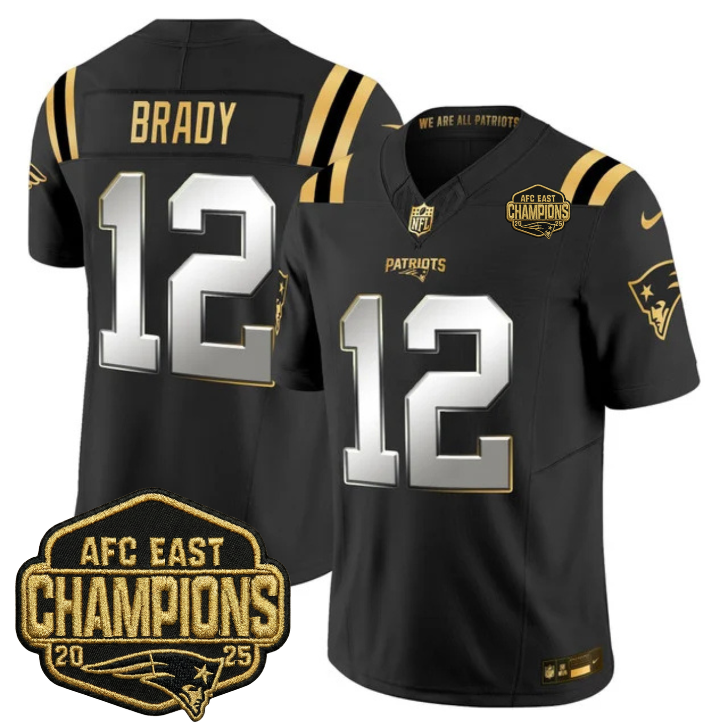 NE 2025 AFC East Champions Gold Vapor Limited Jersey - All Stitched-DTD