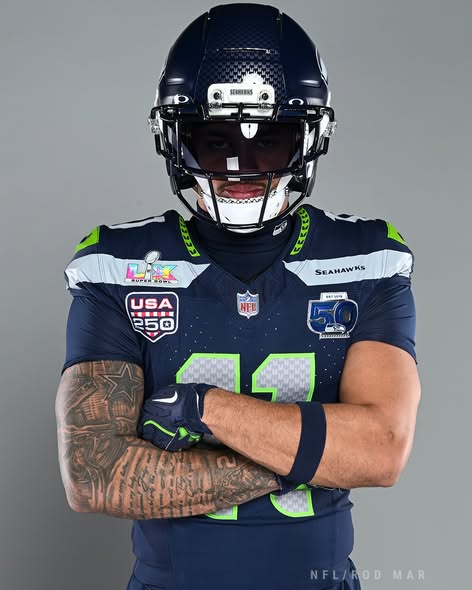 SEA Super Bowl LX - 50th Anniversary Patch Gold Vapor Limited Jersey N6 - All Stitched-DTD