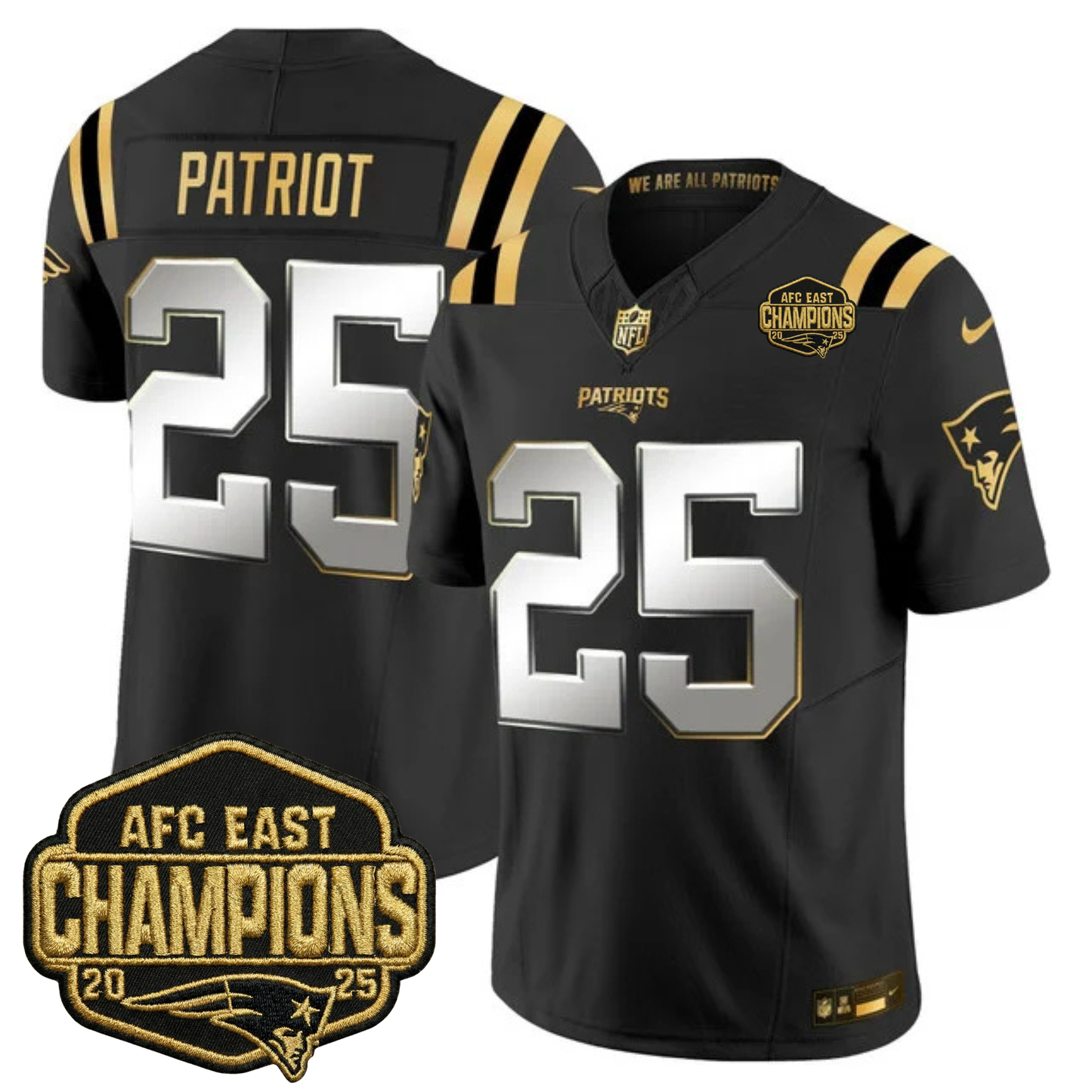 NE 2025 AFC East Champions Gold Vapor Limited Jersey - All Stitched-DTD