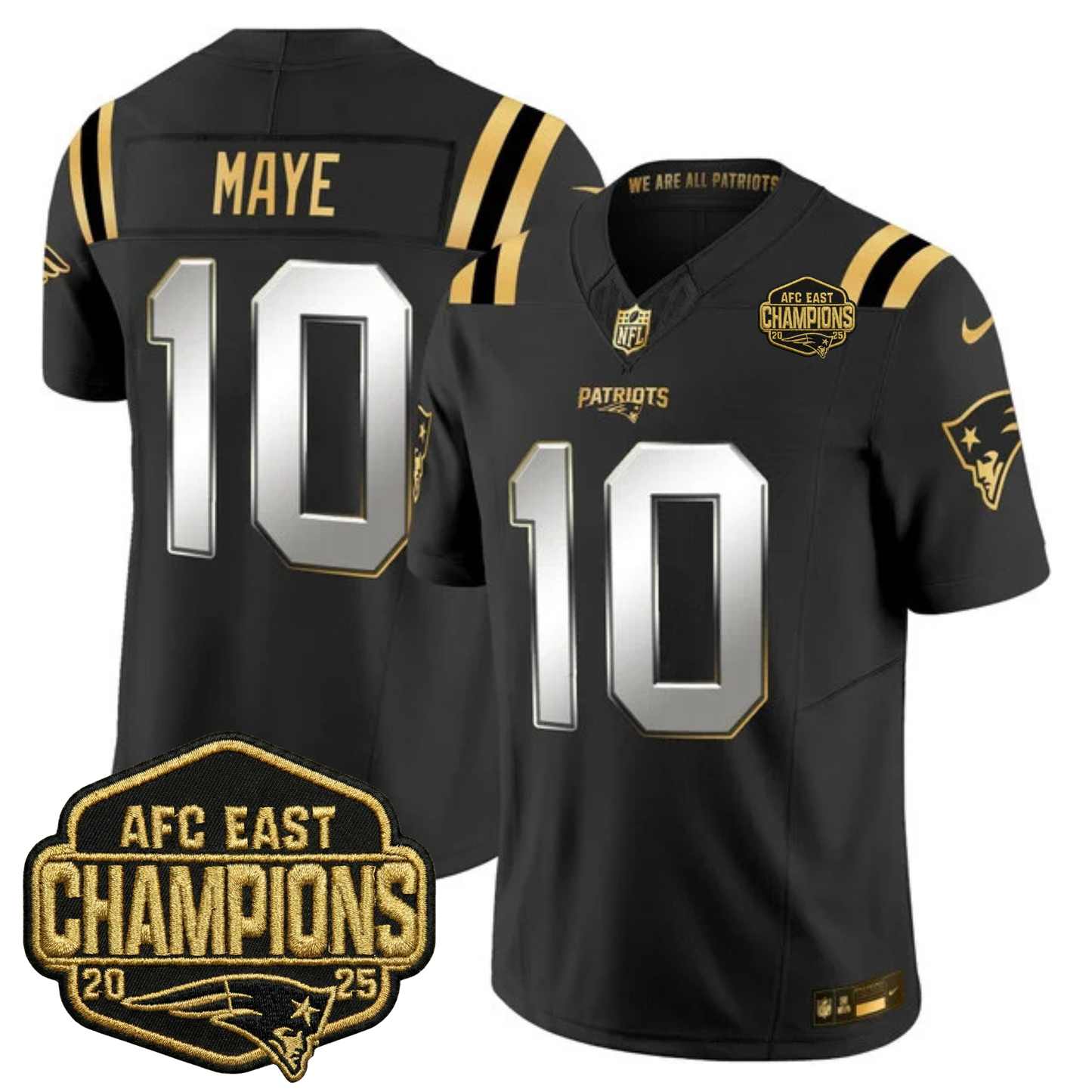 NE 2025 AFC East Champions Gold Vapor Limited Jersey - All Stitched-DTD