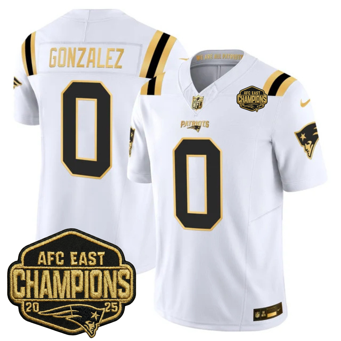 NE 2025 AFC East Champions Gold Vapor Limited Jersey - All Stitched-DTD