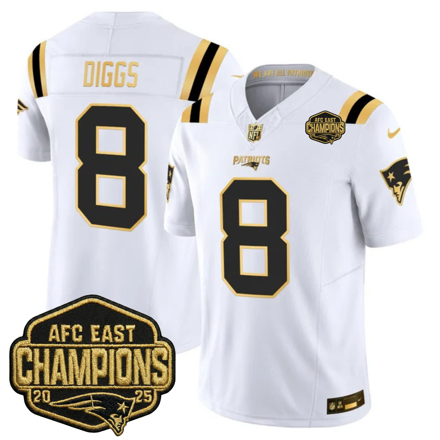 NE 2025 AFC East Champions Gold Vapor Limited Jersey - All Stitched-DTD