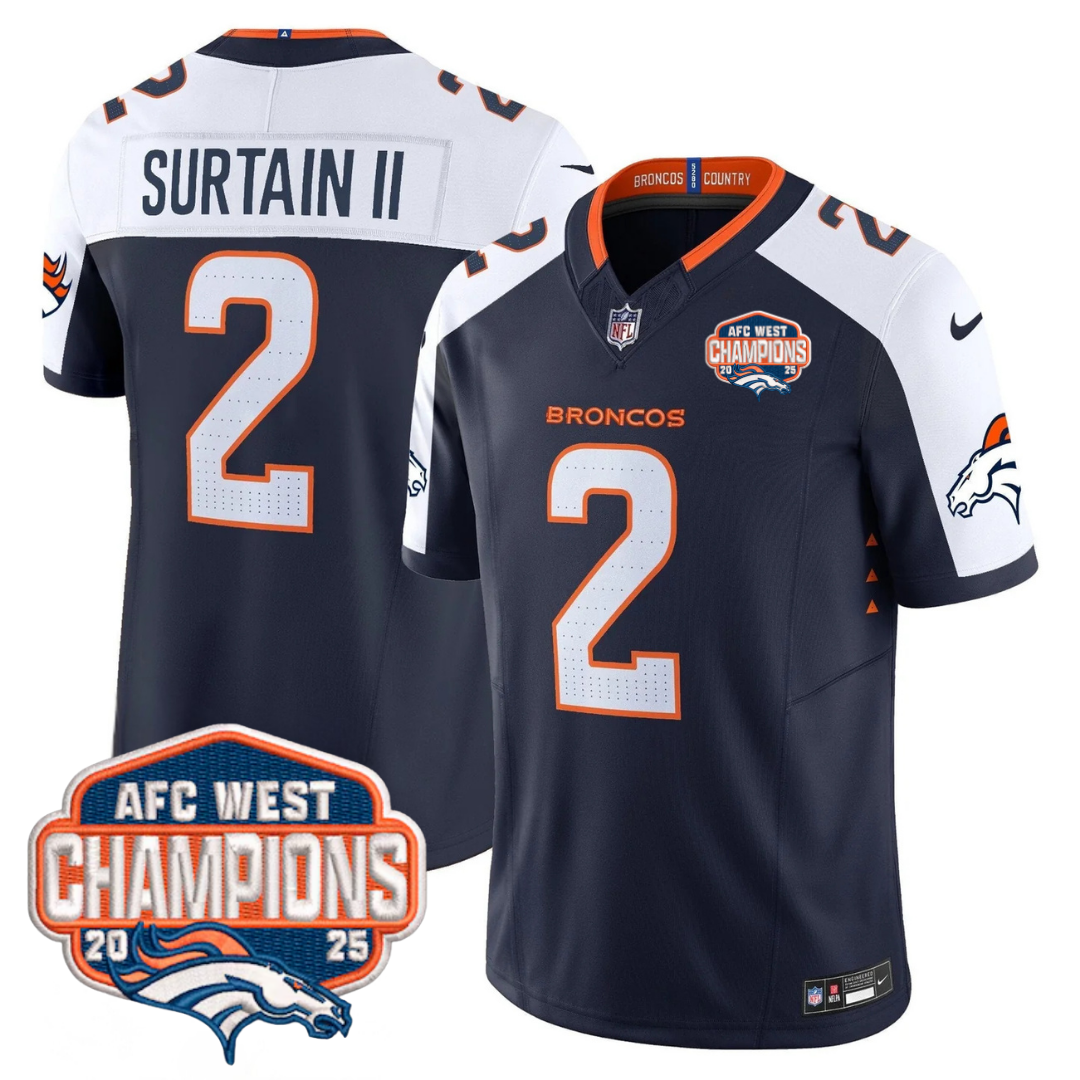 DEN AFC West Champions Patch Vapor Limited Jersey V2 - All Stitched-DTD