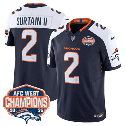 DEN AFC West Champions Patch Vapor Limited Jersey V2 - All Stitched-DTD