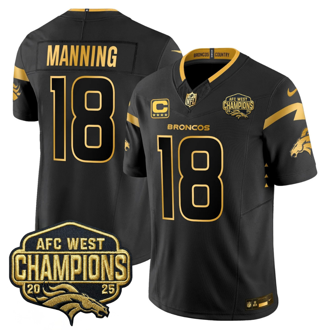 DEN AFC West Champions Patch Gold Vapor Limited Jersey - All Stitched-DTD