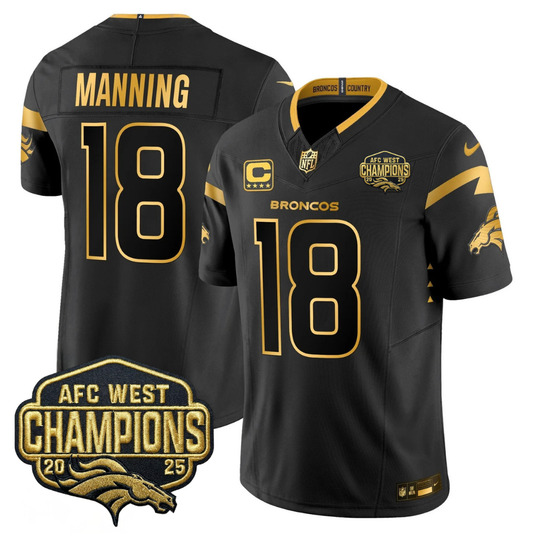 DEN AFC West Champions Patch Gold Vapor Limited Jersey - All Stitched-DTD