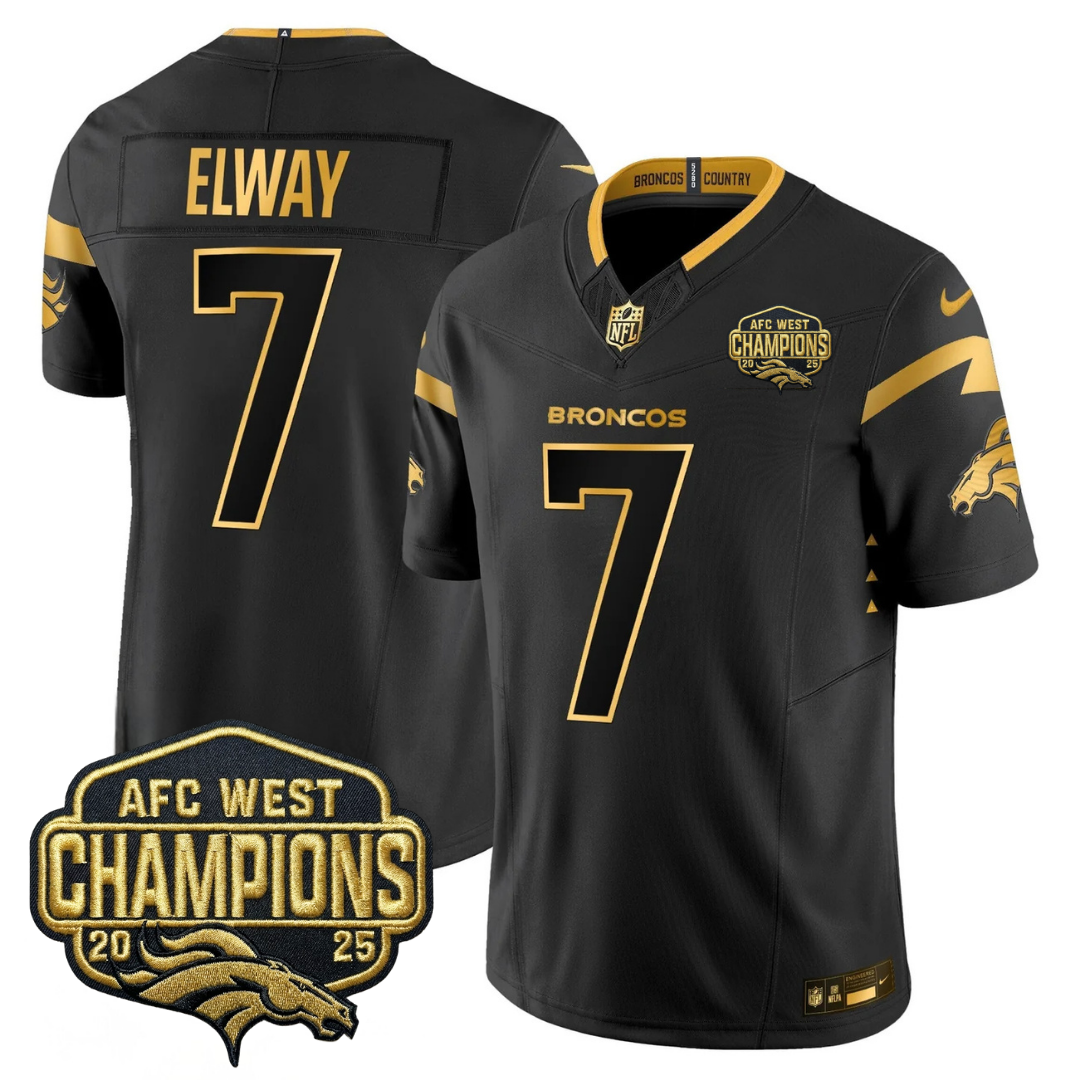 DEN AFC West Champions Patch Gold Vapor Limited Jersey - All Stitched-DTD