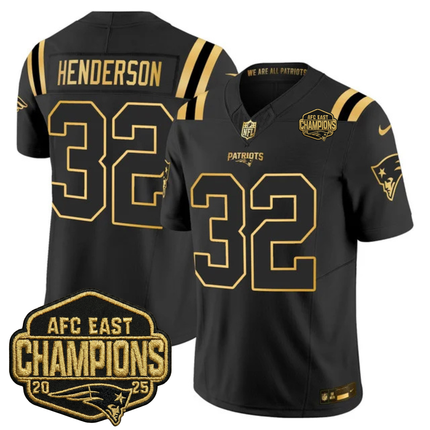 NE 2025 AFC East Champions Gold Vapor Limited Jersey - All Stitched-DTD