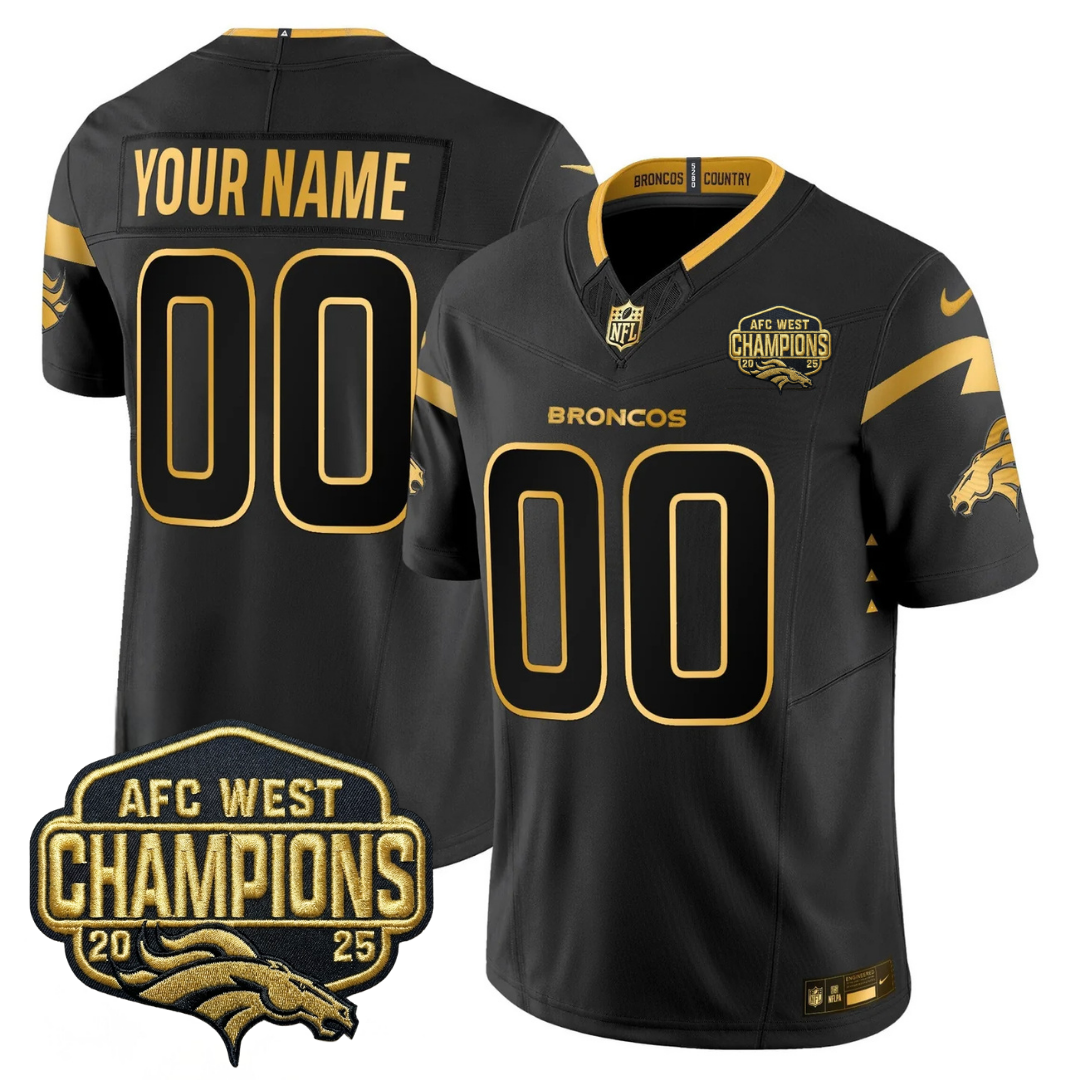 Custom DEN AFC West Champions Patch Gold Vapor Limited Jersey - All Stitched-DTD