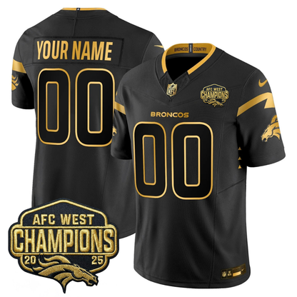 Custom DEN AFC West Champions Patch Gold Vapor Limited Jersey - All Stitched-DTD