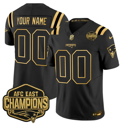 NE 2025 AFC East Champions Gold Vapor Limited Custom Jersey - All Stitched-DTD