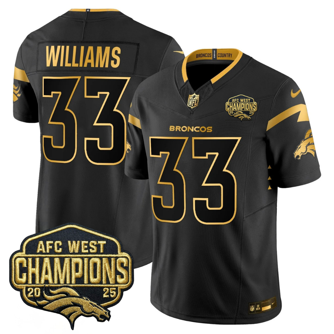 DEN AFC West Champions Patch Gold Vapor Limited Jersey - All Stitched-DTD