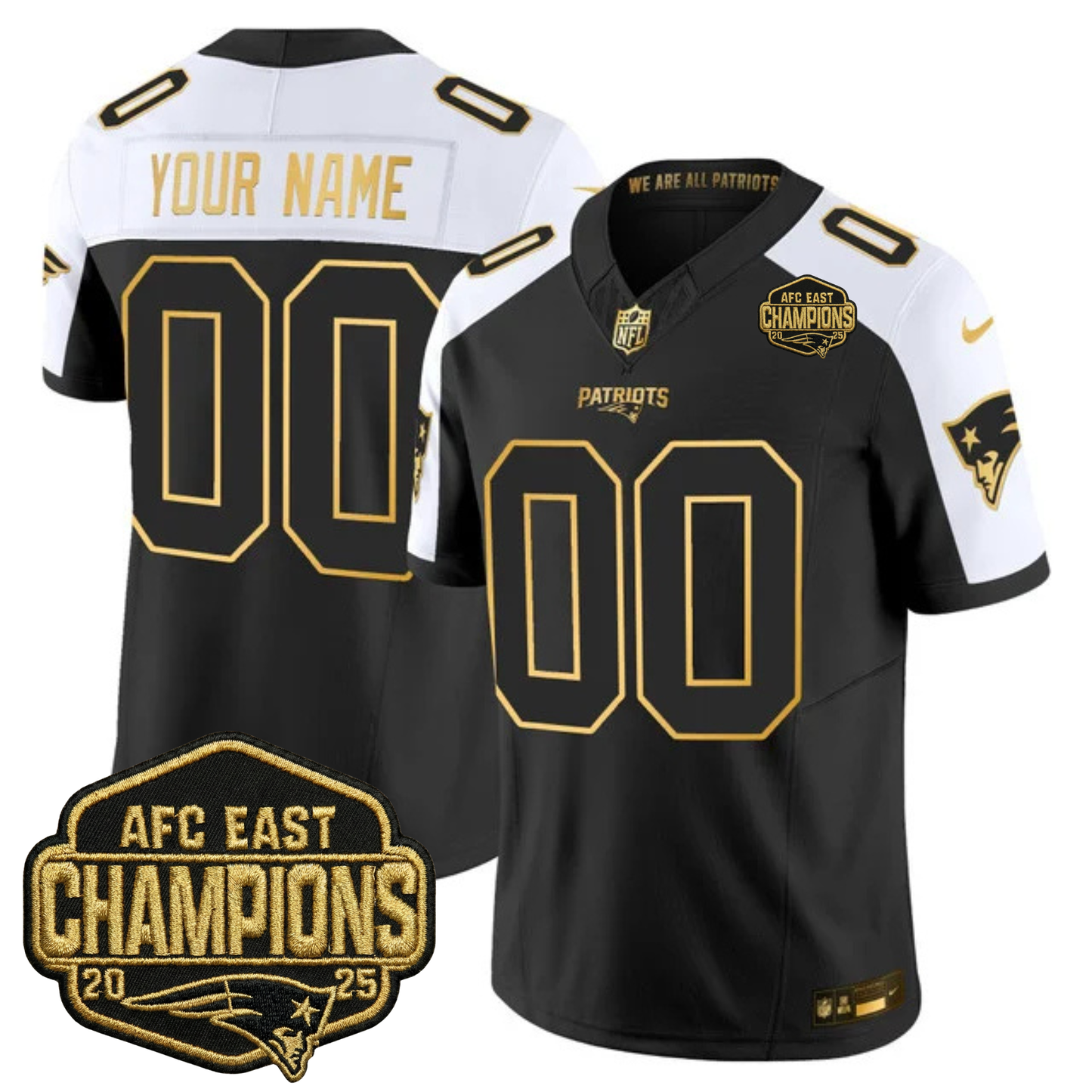 NE 2025 AFC East Champions Gold Vapor Limited Jersey - All Stitched-DTD