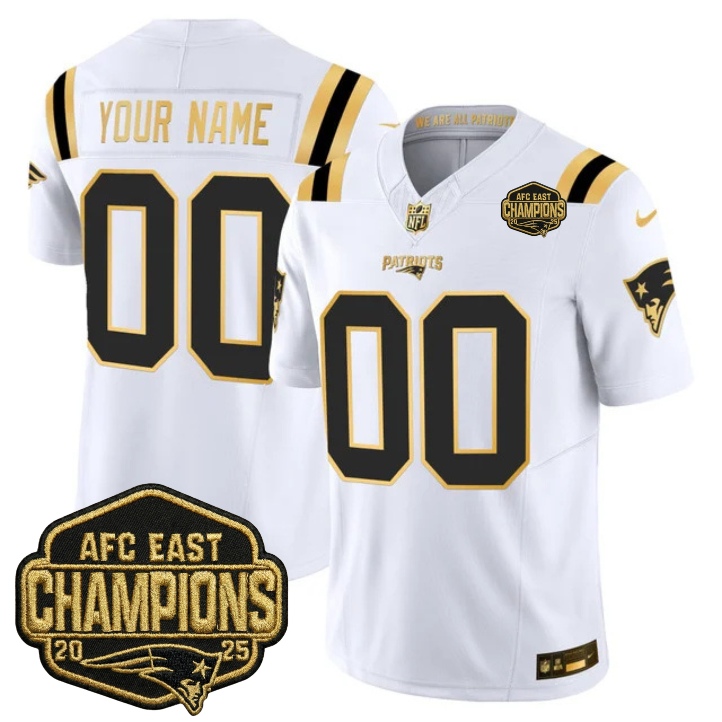 NE 2025 AFC East Champions Gold Vapor Limited Jersey - All Stitched-DTD