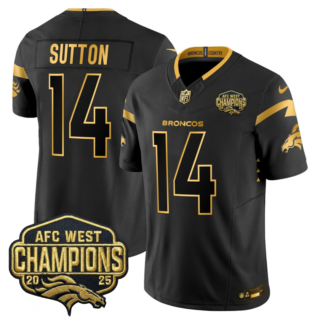DEN AFC West Champions Patch Gold Vapor Limited Jersey - All Stitched-DTD